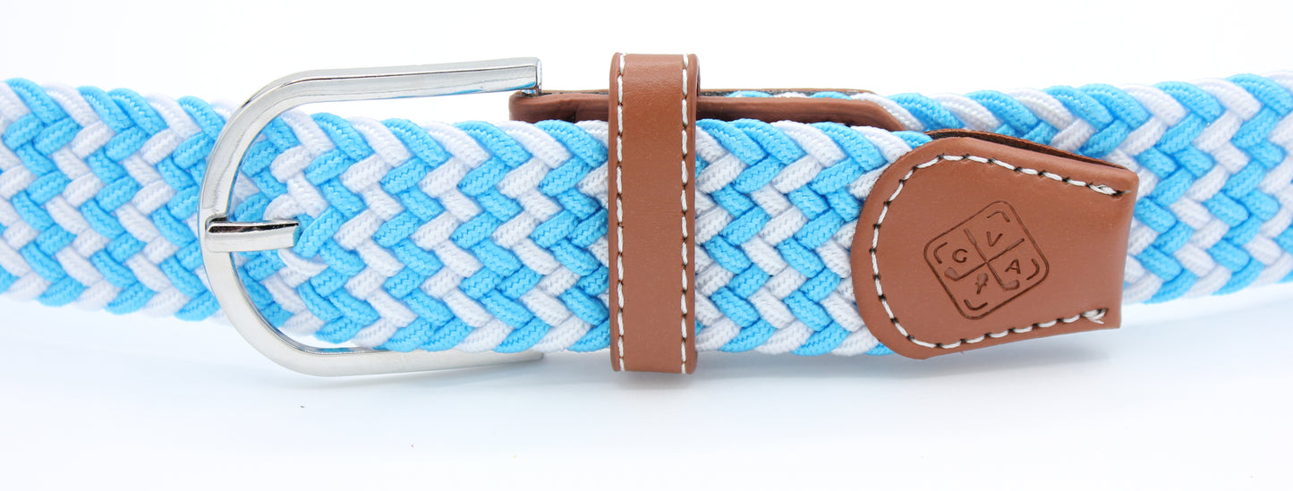 Braided Elastic Golf Belt - Signature Series (Baby Blue & Frost White)