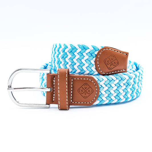 Braided Elastic Golf Belt - Signature Series (Baby Blue & Frost White)