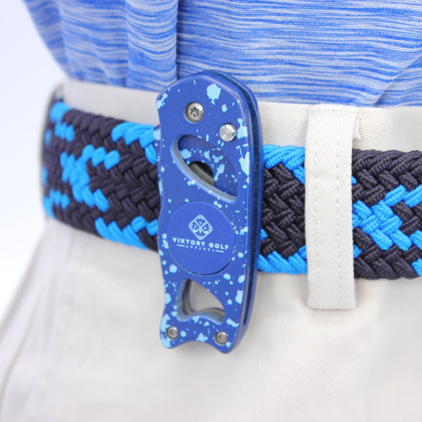 Braided Elastic Golf Belt - Signature Series (Black & Blue)